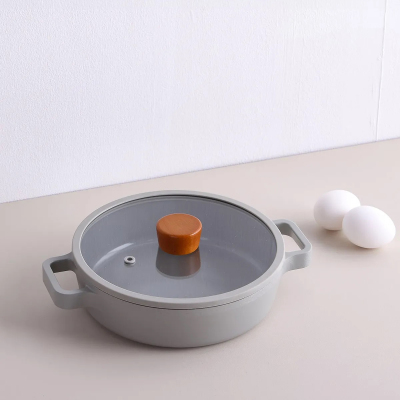 Neoflam Fika Alüminyum Gri Cam Kapaklı Döküm Tencere 26 Cm - NEOFLAM