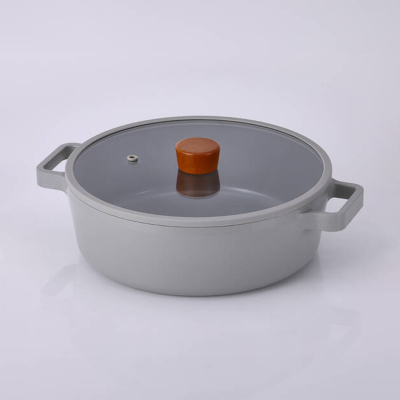 Neoflam Fika Alüminyum Gri Cam Kapaklı Döküm Tencere 30 Cm - NEOFLAM