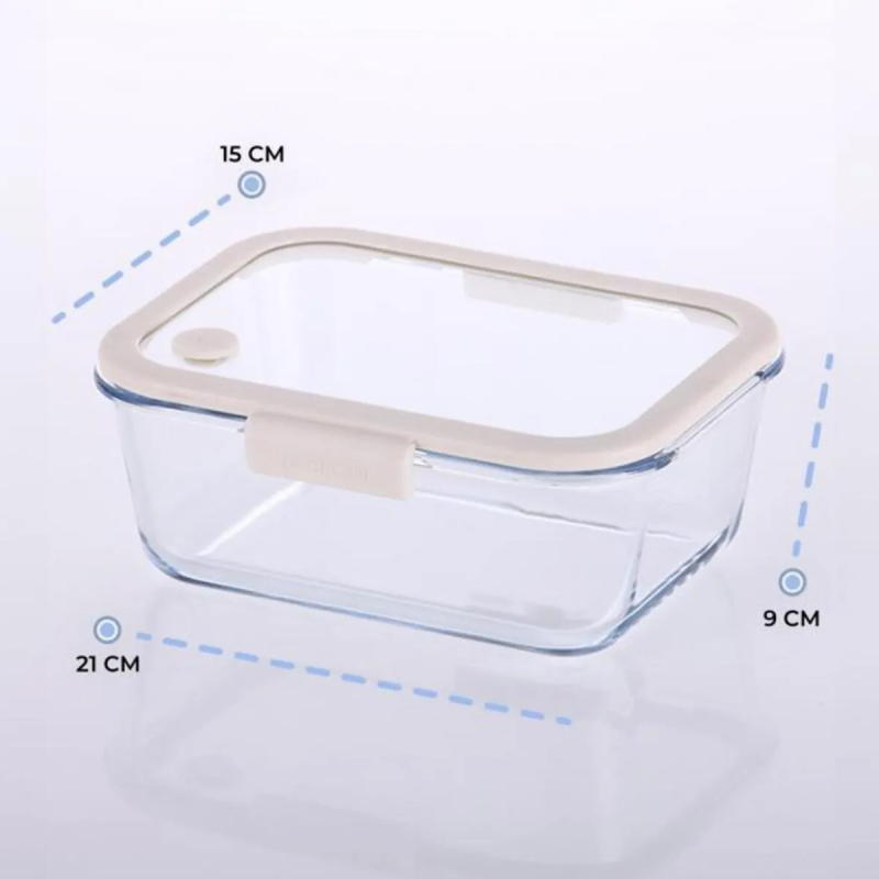 Neoflam Fika Glace Vakumlu Cam Saklama Kabı 1200 ML Bej - 1