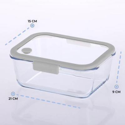 Neoflam Fika Glace Vakumlu Cam Saklama Kabı 1900 ML Gri - NEOFLAM