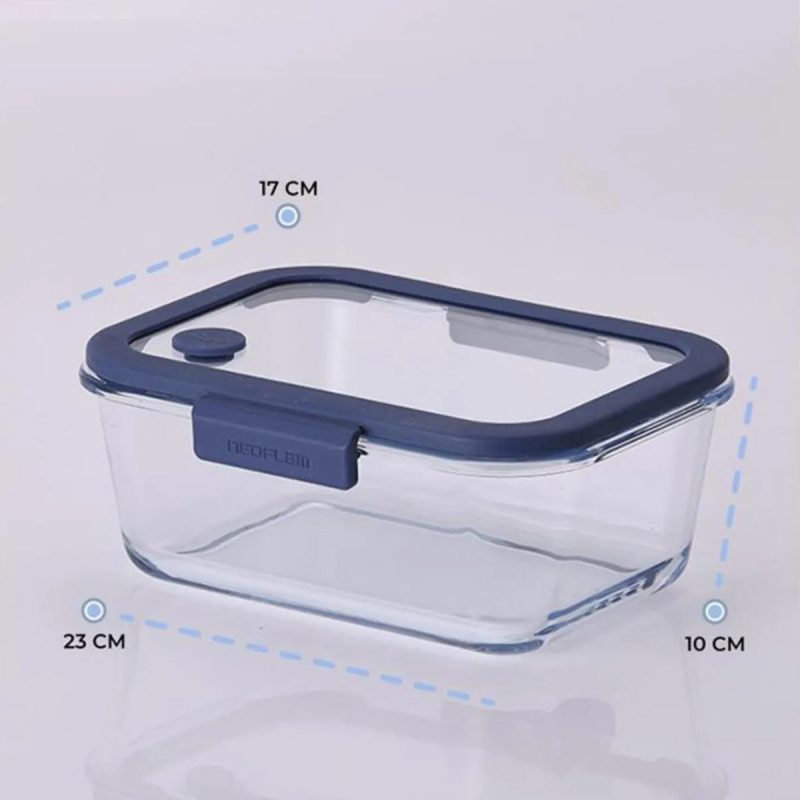 Neoflam Fika Glace Vakumlu Cam Saklama Kabı 1900 ML Mavi - 1