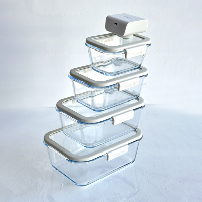 Neoflam Fika Glace Vakumlu Cam Saklama Kabı Bej 5 Parça Set - 5