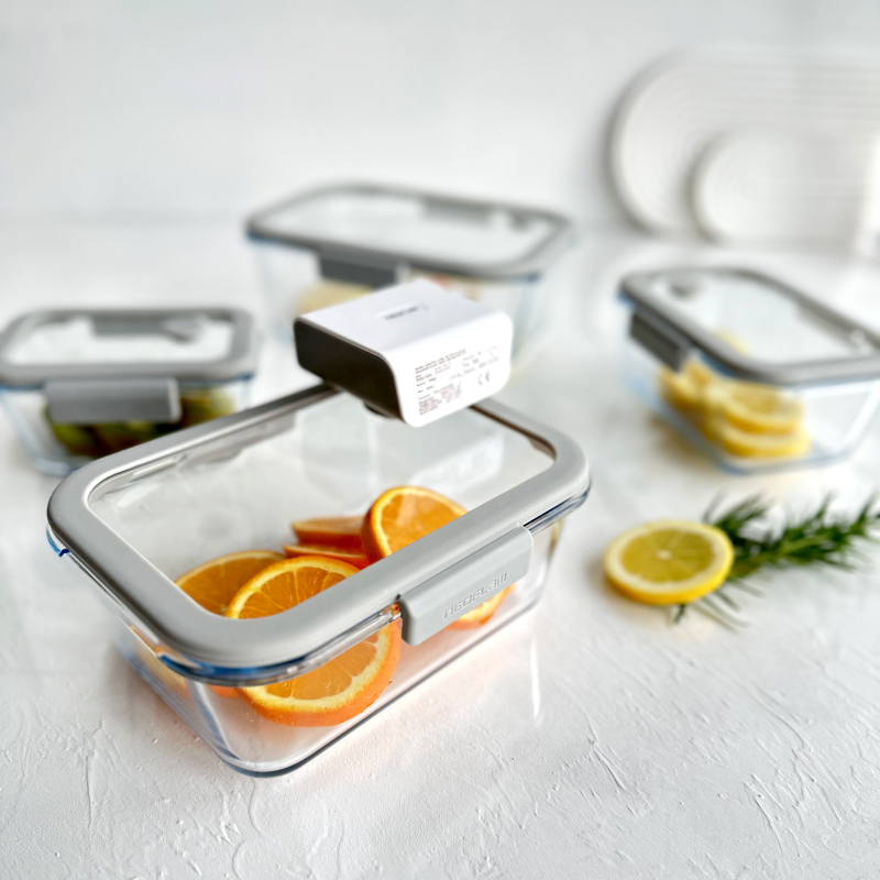 Neoflam Fika Glace Vakumlu Cam Saklama Kabı Gri 5 Parça Set