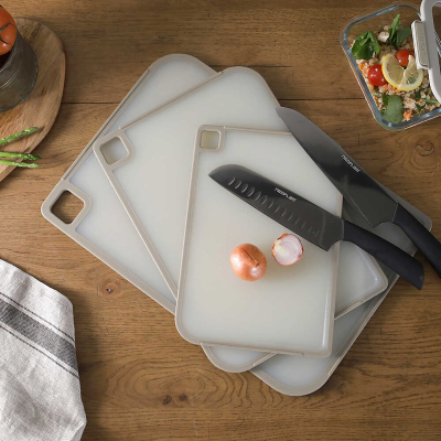 Neoflam Fika Kesme Tahtası Bej Kaymaz Microban Koruma 3 Parça Set - NEOFLAM