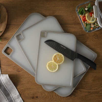 Neoflam Fika Kesme Tahtası Gri Kaymaz Microban Koruma 3 Parça Set - NEOFLAM