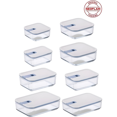 Neoflam Perfect Seal 8 Parça Cam Saklama Kabı Bej - NEOFLAM