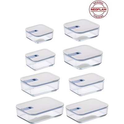 Neoflam Perfect Seal 8 Parça Cam Saklama Kabı Bej - NEOFLAM