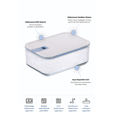 Neoflam Perfect Seal Derin Cam Saklama Kabı 1600 ml - NEOFLAM