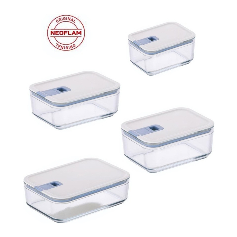 Neoflam Perfect Seal Dikdörtgen Cam Saklama Kabı Seti 4 Parça - 1