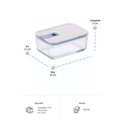 Neoflam Perfect Seal Dikdörtgen Cam Saklama Kabı Seti 4 Parça - 3