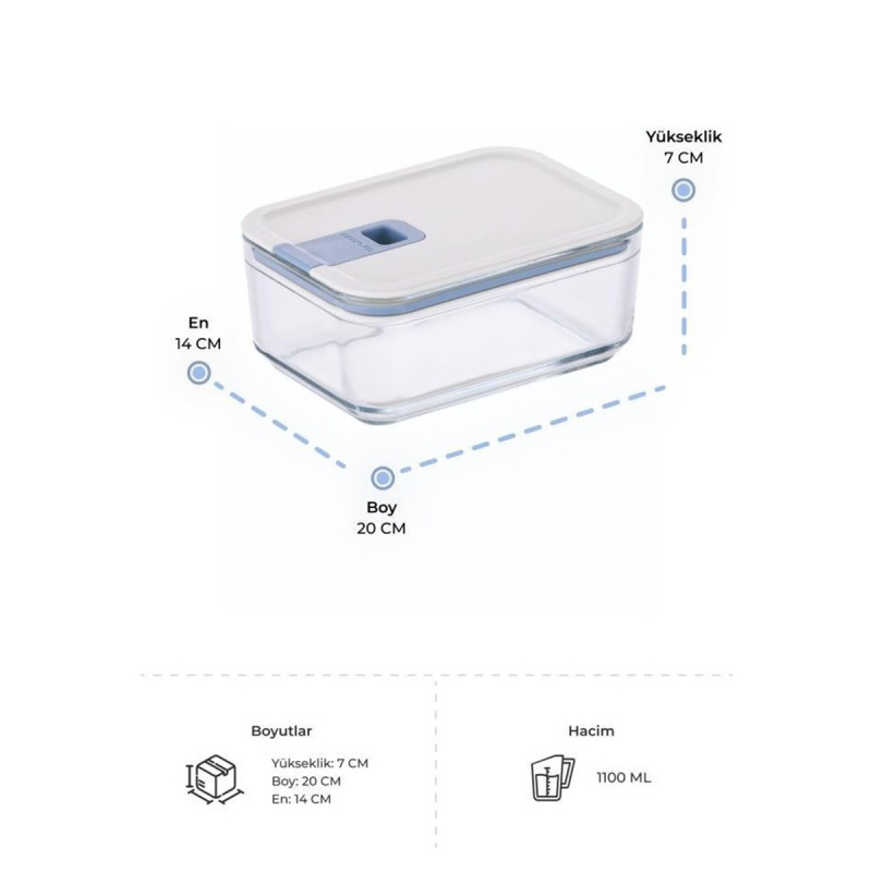 Neoflam Perfect Seal Dikdörtgen Cam Saklama Kabı Seti 4 Parça - 4