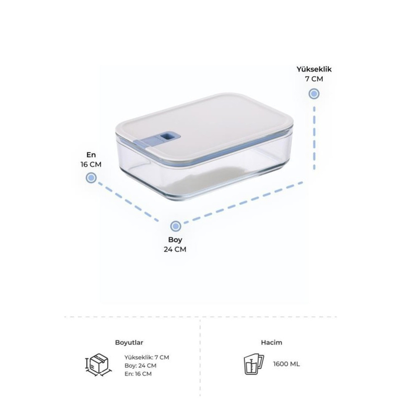 Neoflam Perfect Seal Dikdörtgen Cam Saklama Kabı Seti 4 Parça - 5