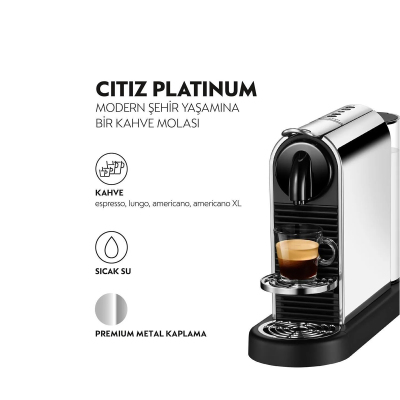 Nespresso Citiz Platinum Stinless Metalik Kahve Maiınesi D140 - 2