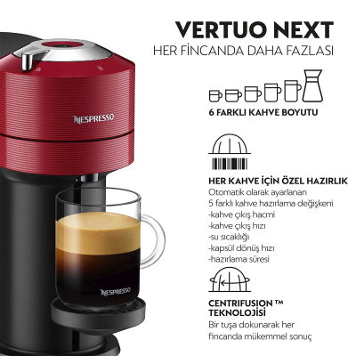 Nespresso Vertuo Next Vişne Kırmızısı Kahve Makinesi - 4