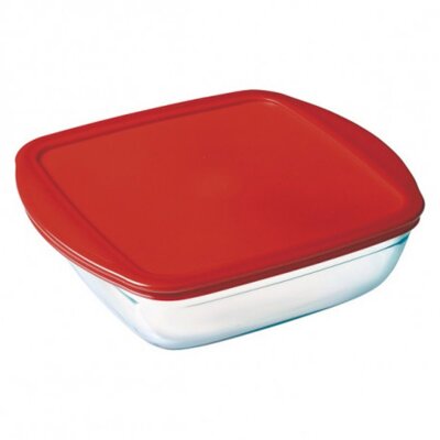 Oks Cam Saklama Kabı 14*14 Cm Red Kapak - OCUISINE
