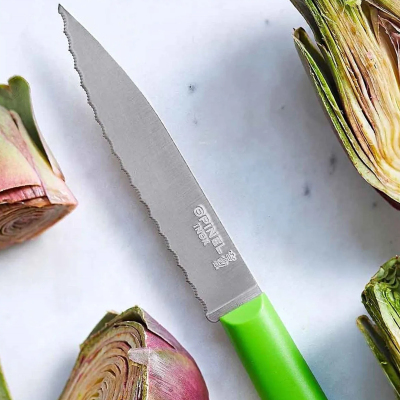 Opinel Essential Tırtıklı Yeşil Soyma Bıçağı 10 cm - OPINEL
