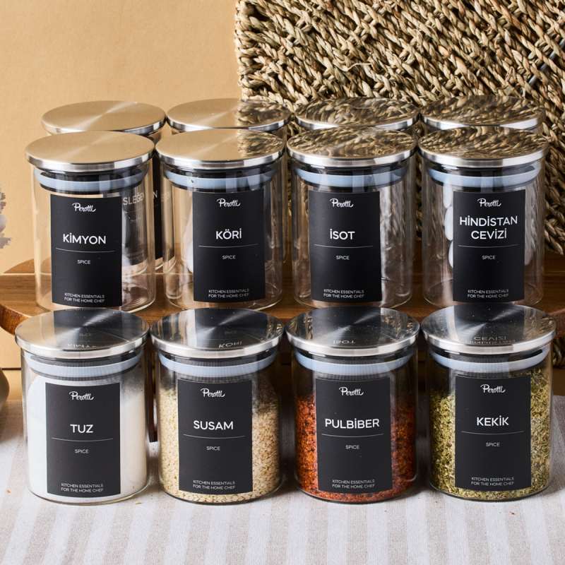 Perotti Aurelia 12 Parça Metak Kapak Cam Baharatlık 225 ml - 2