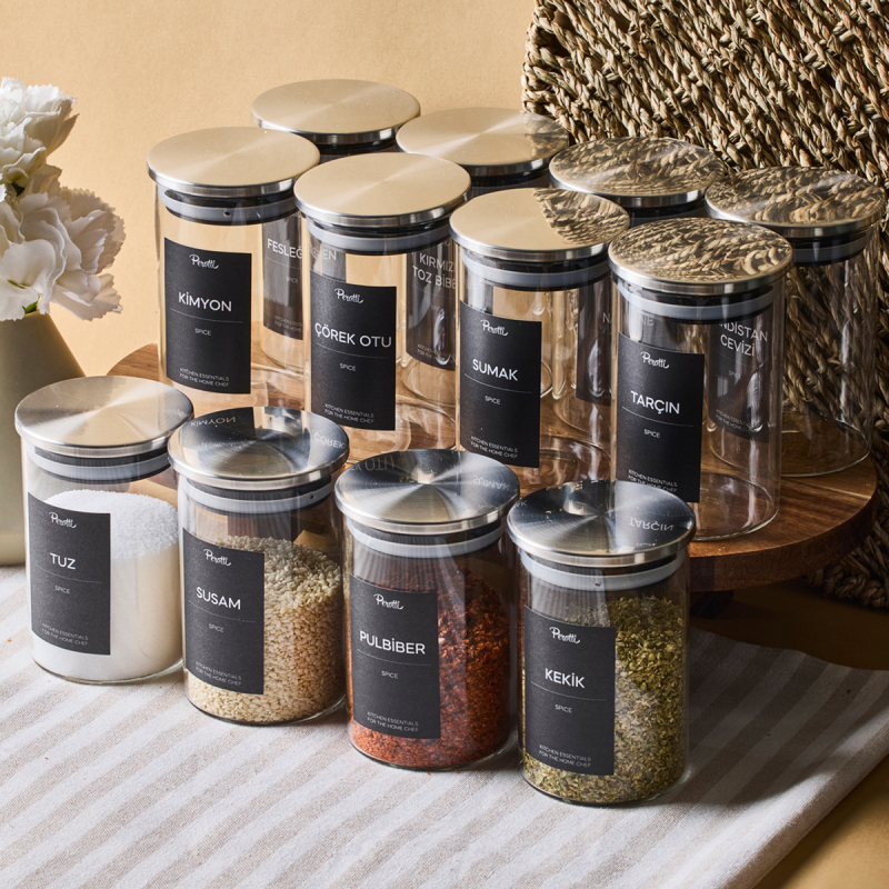 Perotti Aurelia 12 Parça Metak Kapak Cam Baharatlık 275 ml - 1