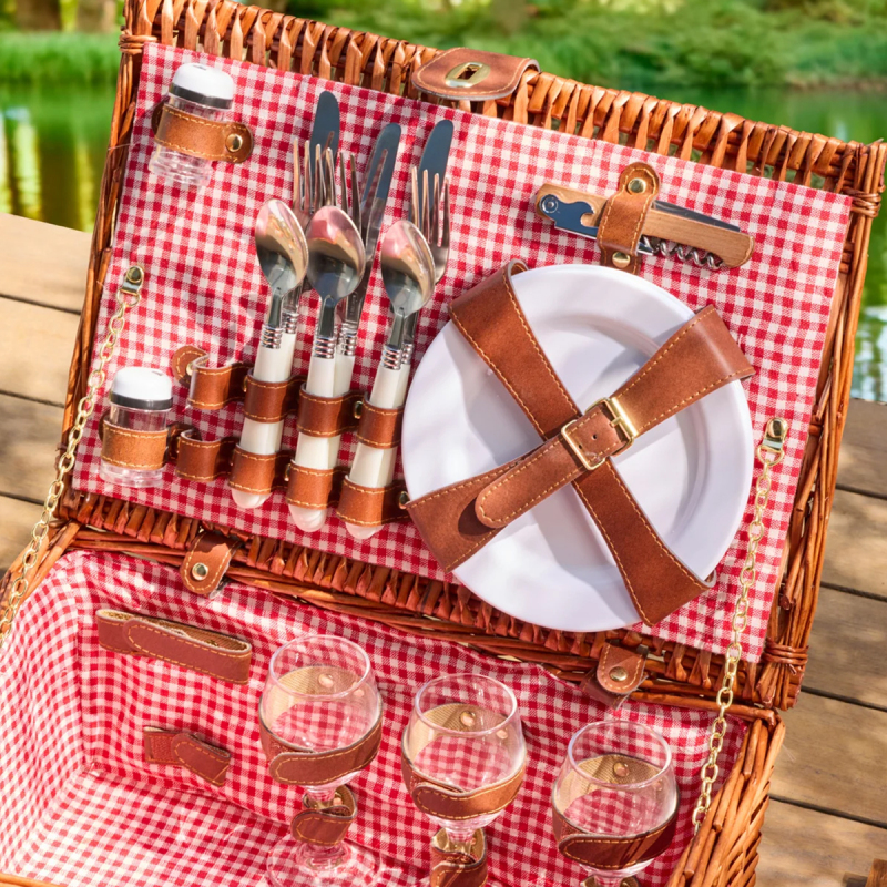 Perotti Cestino Italy 4 Kişilik Kırmızı Astarlı Piknik Sepeti - 2