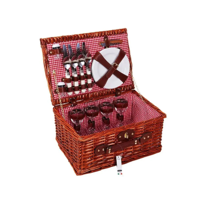 Perotti Cestino Italy 4 Kişilik Kırmızı Astarlı Piknik Sepeti - 6