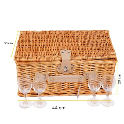 Perotti Cestino Italy Siyah Ekose Astarlı 4 Kişilik Piknik Sepeti - 5