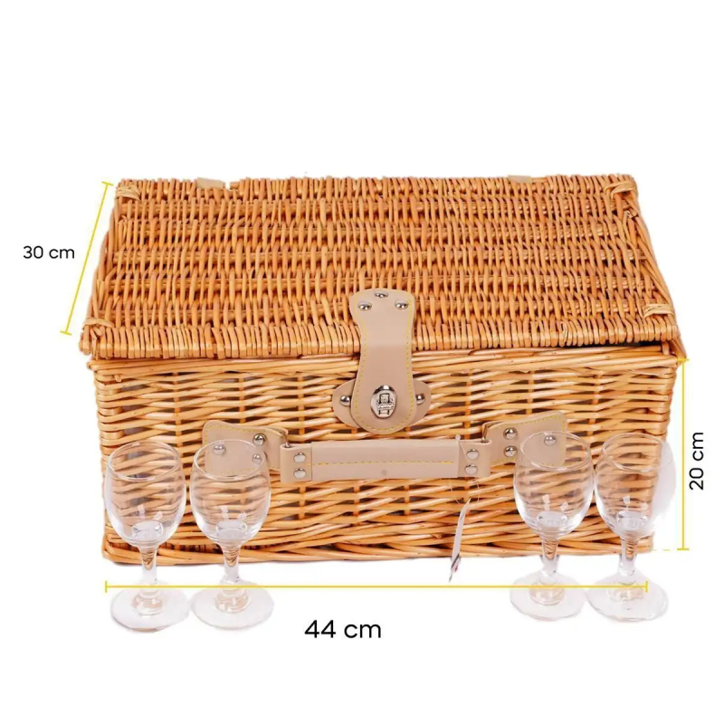 Perotti Cestino Italy Siyah Ekose Astarlı 4 Kişilik Piknik Sepeti - 5