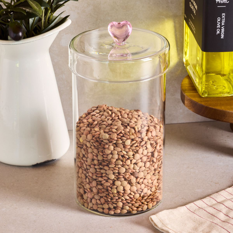 Perotti Hearts Borosilikat Cam Kavanoz 1150 ml 10x18 cm - 1