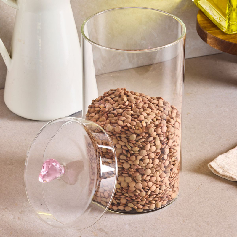 Perotti Hearts Borosilikat Cam Kavanoz 1150 ml 10x18 cm - 2