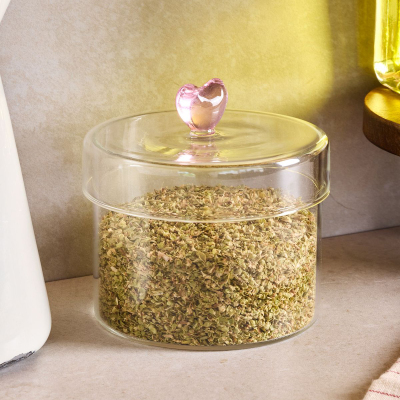 Perotti Hearts Borosilikat Cam Kavanoz 450 ml 10x8 cm - 5