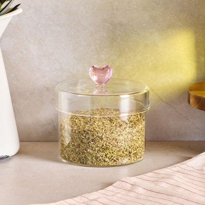 Perotti Hearts Borosilikat Cam Kavanoz 450 ml 10x8 cm - PEROTTI