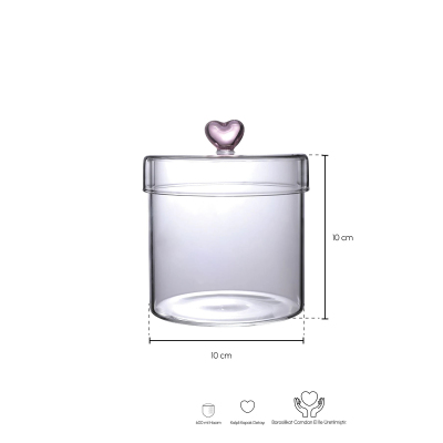 Perotti Hearts Borosilikat Cam Kavanoz 600 ml 10x10 cm - 2