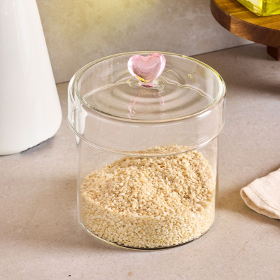 Perotti Hearts Borosilikat Cam Kavanoz 600 ml 10x10 cm - 3