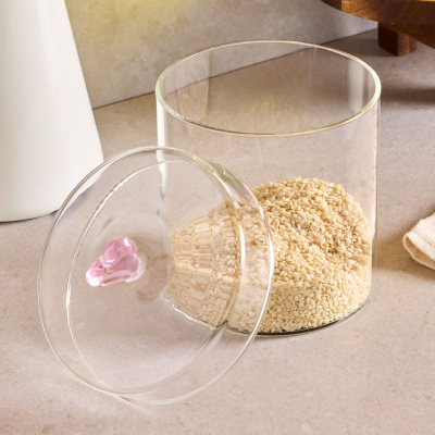 Perotti Hearts Borosilikat Cam Kavanoz 600 ml 10x10 cm - 4