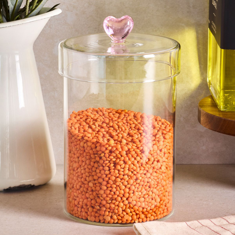 Perotti Hearts Borosilikat Cam Kavanoz 950 ml 10x15 cm - 1