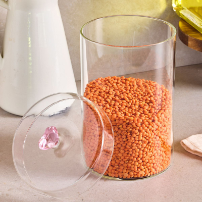 Perotti Hearts Borosilikat Cam Kavanoz 950 ml 10x15 cm - 3