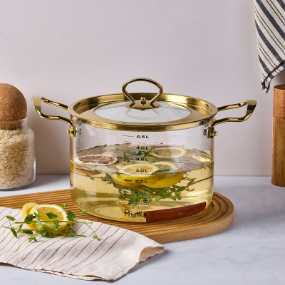 Perotti Logan Gold Kapaklı Cam Tencere 4,5 L 20x17 cm - PEROTTI