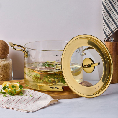 Perotti Logan Gold Kapaklı Cam Tencere 4,5 L 20x17 cm - 2