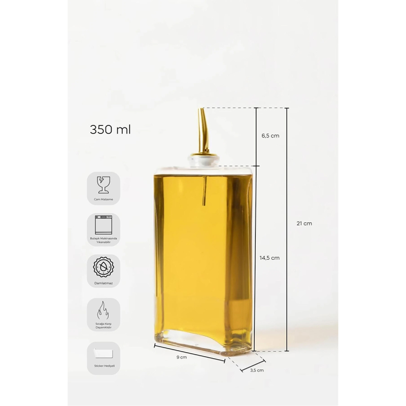 Perotti Molivet 3'lü Gold Kapak Cam Yağdanlık Sosluk Sirkelik 350-500-750 ml - 3