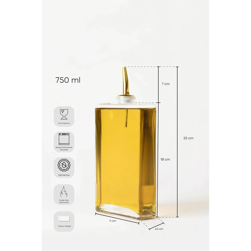 Perotti Molivet 3'lü Gold Kapak Cam Yağdanlık Sosluk Sirkelik 350-500-750 ml - 5