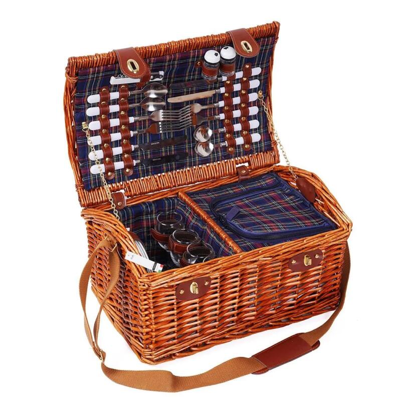 Perotti Picno Italy 4 Kişilik Piknik Sepeti Koyu Kahve - 5