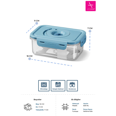 Primanova Royal Seoul Taze Ürün Saklama Kabı Pp 600 ml Gıda ile Temasa Uygundur - 4