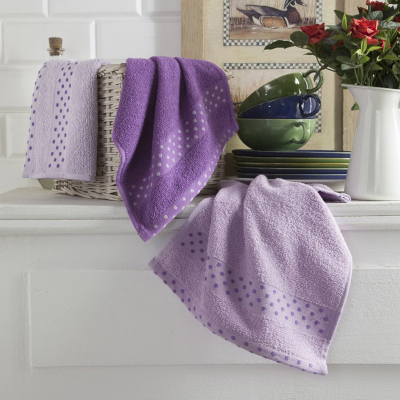 Puanlı Mutfak Havlusu 30X50 3´Lü Lila-Mor - MAXSTYLE