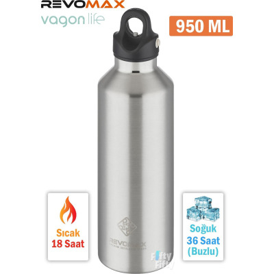 Revomax Paslanmaz Çelik Vakumlu Matara Gri 950 ml - REVOMAX