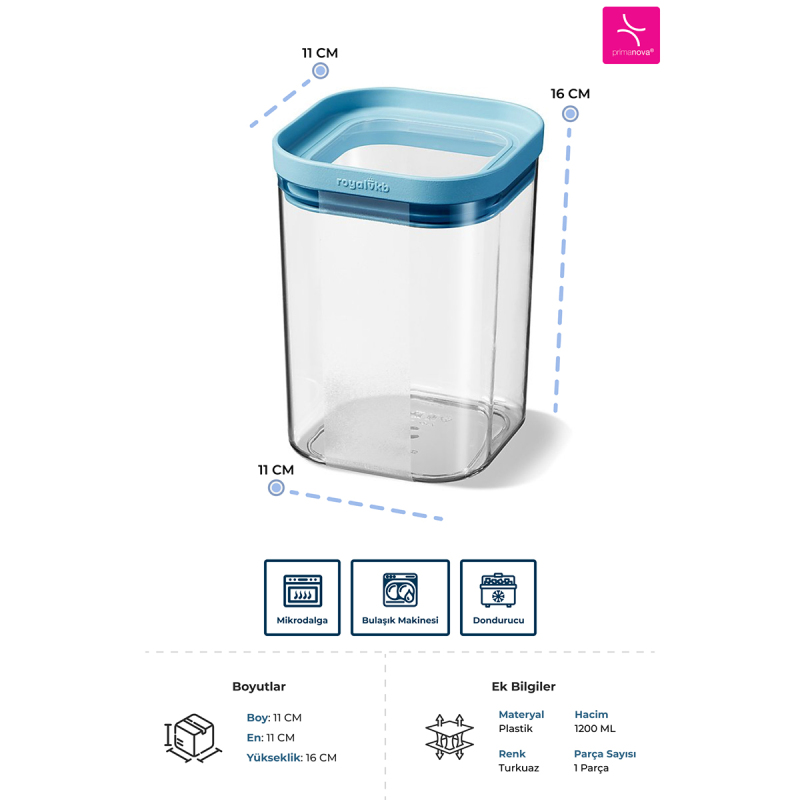 Royal Seoul Kuru Gıda Saklama Kabı Pp 1200 ml Gıda ile Temasa Uygundur - 3