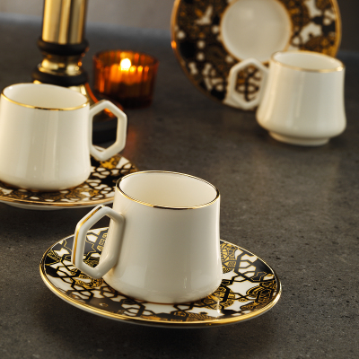 Sandro Moreno 1453 Burçlar Geometrik Gold 12 Parça 6 Kişilik Kahve Fincan Takımı 90 ml - SANDRO MORENO