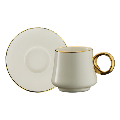 Sandro Moreno 1453 Farfar Double Yüzük Gold 4 Parça 2 Kişilik Kahve Fincan Takımı 120 ml - 1