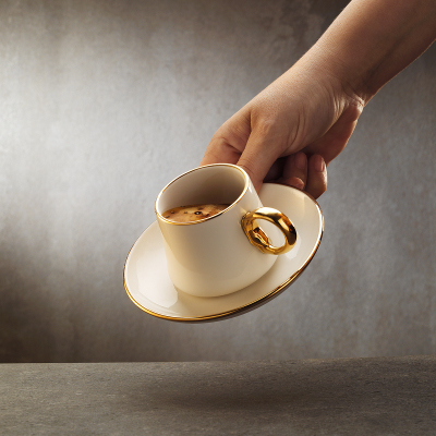 Sandro Moreno 1453 Farfar Yüzük Gold 2 Kişilik 4 Parça Kahve Fincan Takımı 90 ml - 1