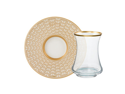 Sandro Moreno 1453 Gravür Asalet Gold 12 Parça 6 Kişilik Çay Takımı 110 ml - SANDRO MORENO