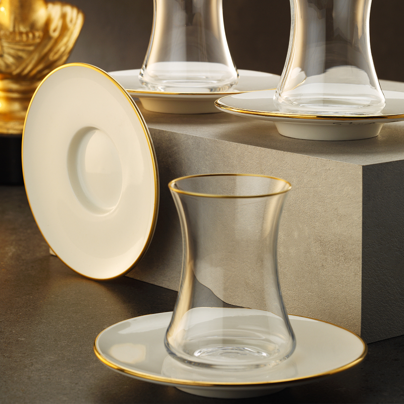 Sandro Moreno 1453 Line Gold 12 Parça 6 Kişilik Çay Seti 110 ml - 1