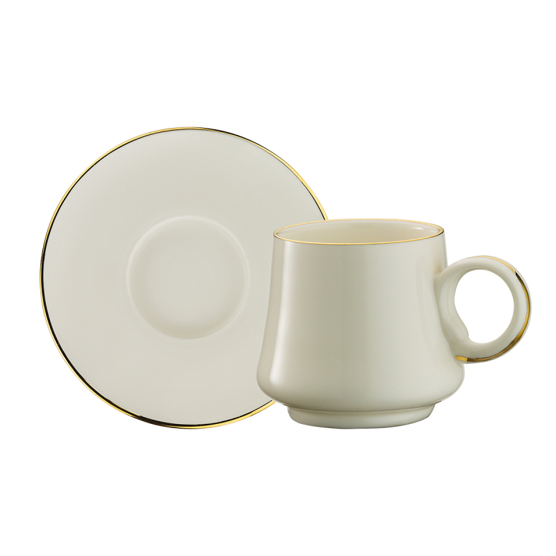 Sandro Moreno 1453 Line Gold Double Yüzük 12 Parça 6 Kişilik Kahve Fincan Takımı 120 ml - 1